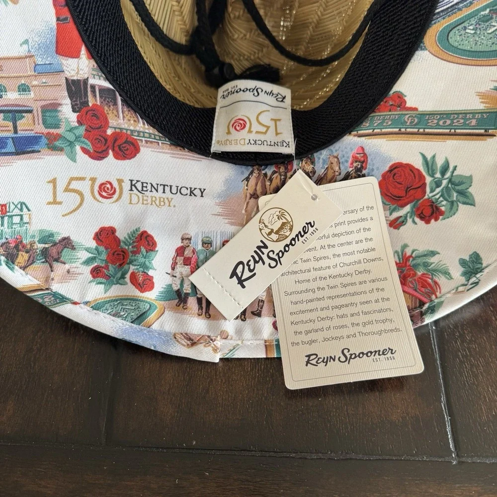 Reyn Spooner Kentucky Derby 151st Anniversary Straw Hat Adjustable Drawstring